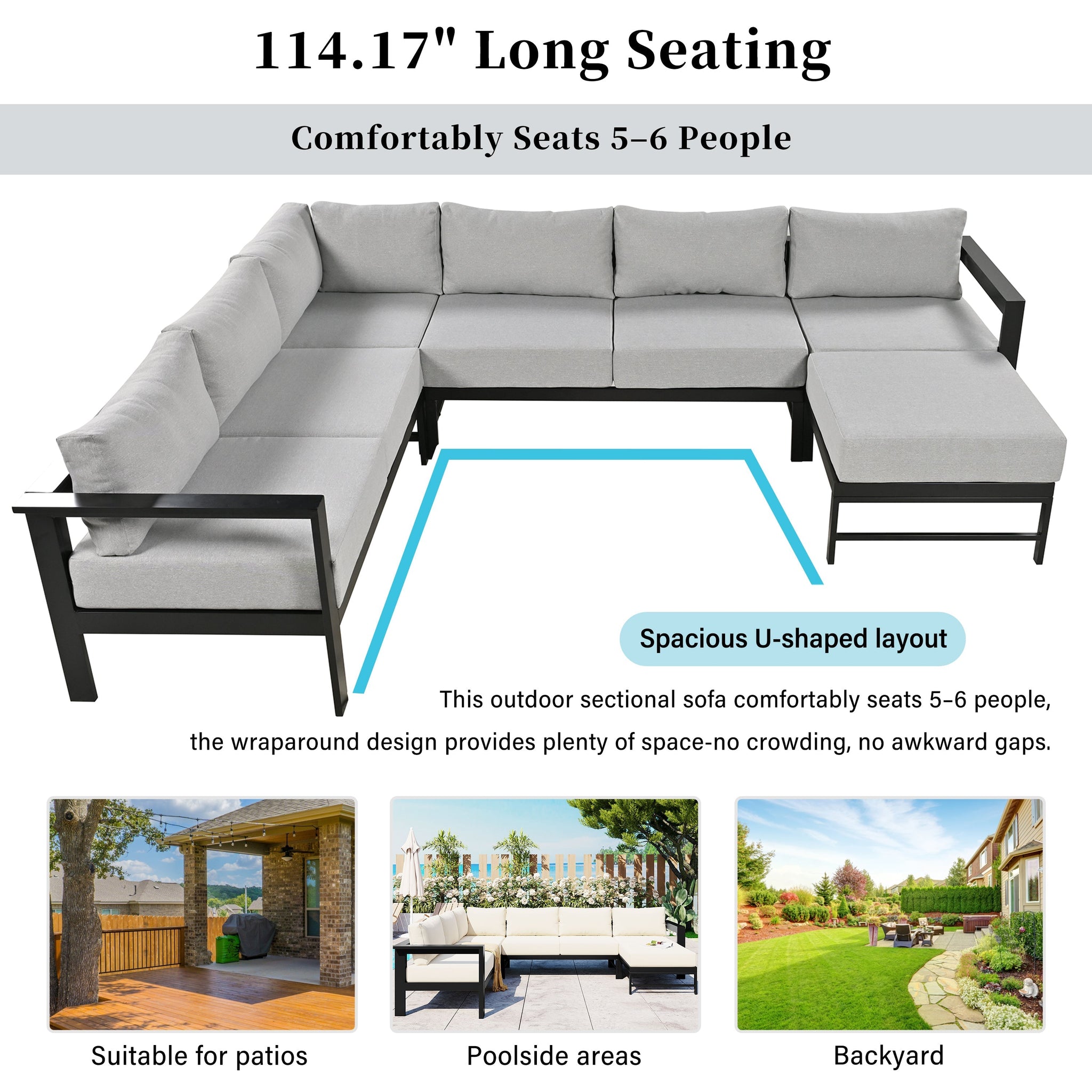U_Style U-Shaped Outdoor Sectional Sofa Set by HouseOfZazla