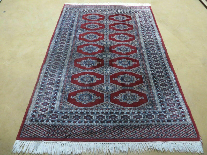 4' X 6' Vintage Handmade Pakistan Turkoman Bokhara Fine Woven Wool Rug Nice by Jewel Rugs