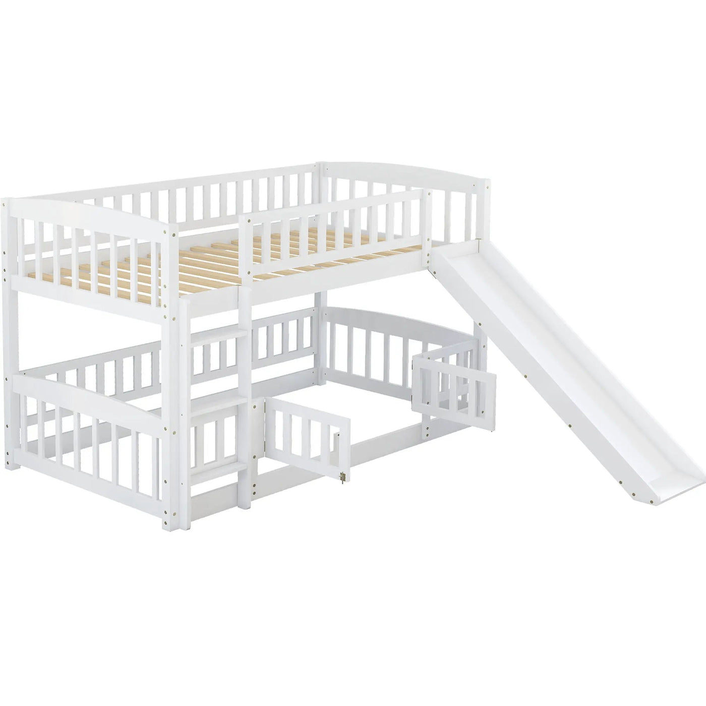 Low Bunk Bed With Slide, Fence And Ladder by Unique Piece Furniture