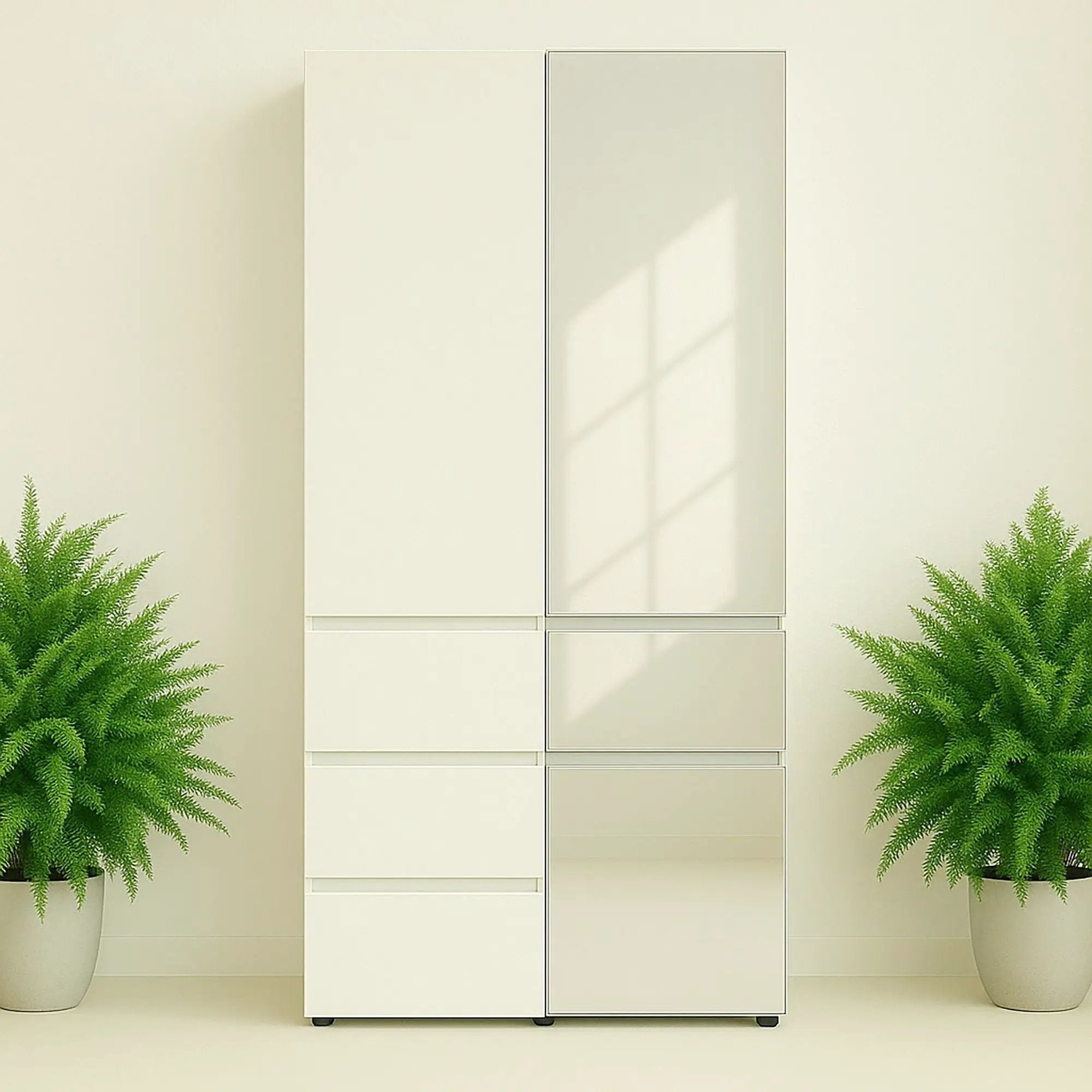 Elise - Modular Closet System With Mirror, Customizable Storage Solution - White by HouseOfZazla