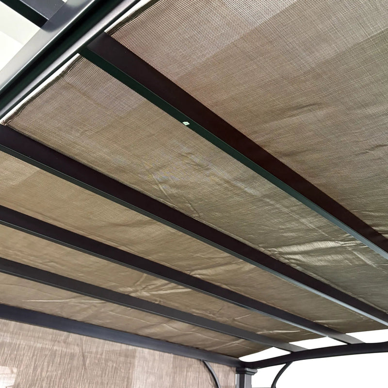 13' X 7.7' Outdoor Pergola Sun Shade Cover Cloth Patio Canopy Hdpe Permeable With Grommets - Brown by HouseOfZazla