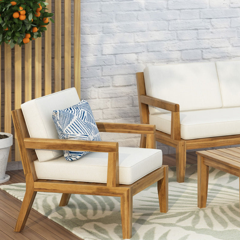 Outdoor Club Chair With Cushions - Beige by HouseOfZazla