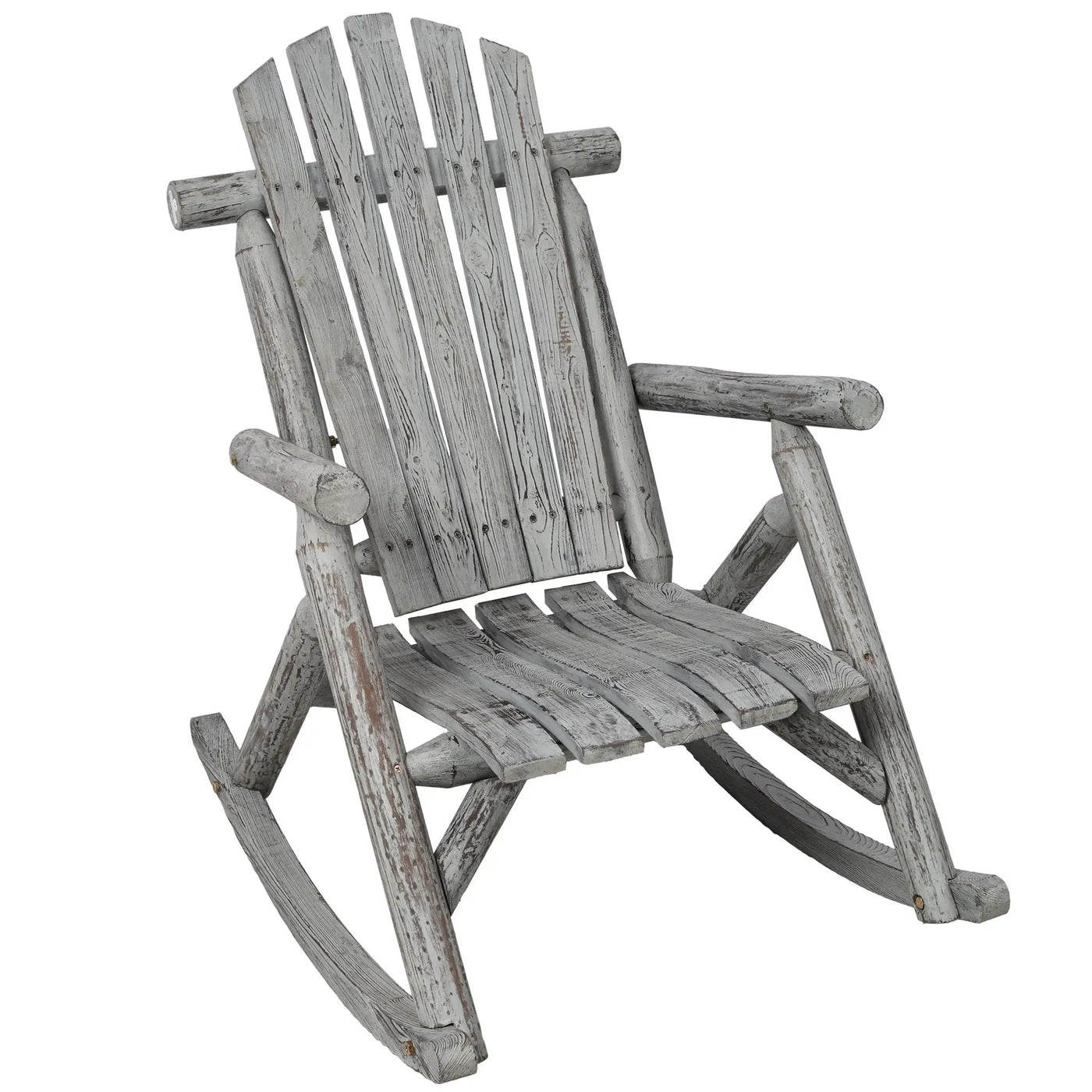 Durable Wooden Porch Rocker, Fir Log Rocking Chair by HouseOfZazla