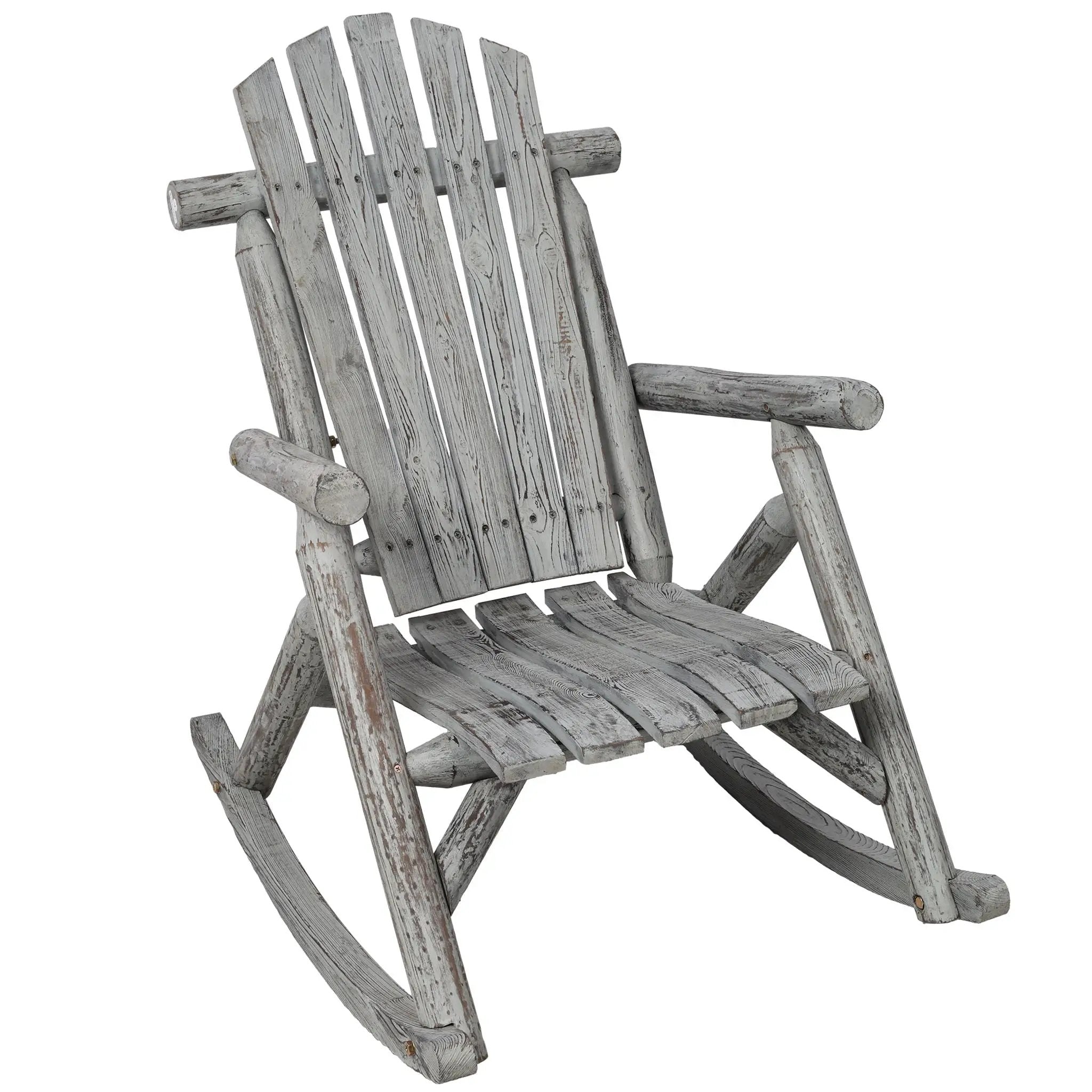 Durable Wooden Porch Rocker, Fir Log Rocking Chair by HouseOfZazla