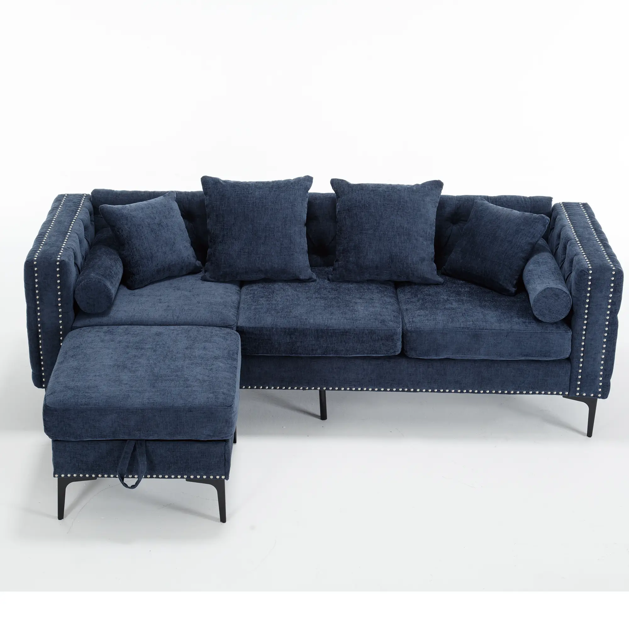 L Shaped Sectional Convertible Sofa with Storage Ottoman and Modern Tufted style by BLAKHOM