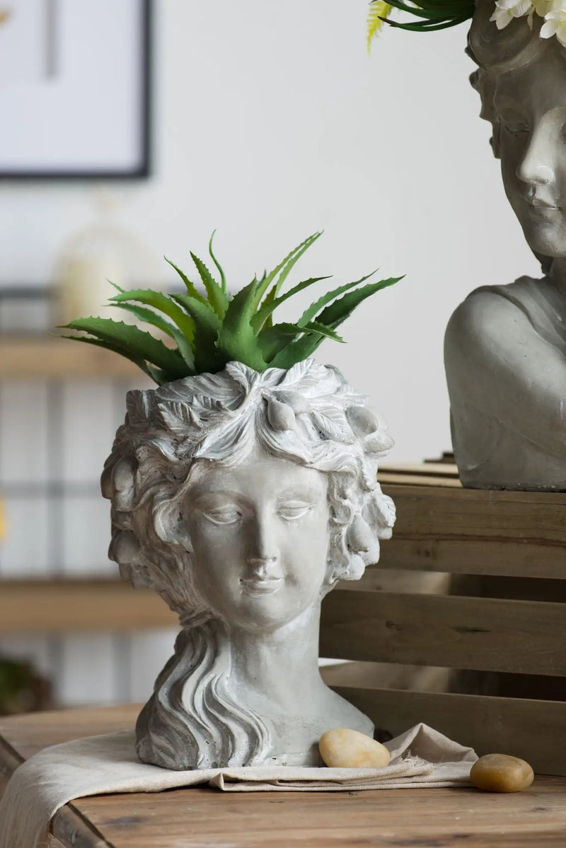 Cement Bust Wall Planter Indoor Outdoor Home Garden Decor, 8 - Gray by HouseOfZazla