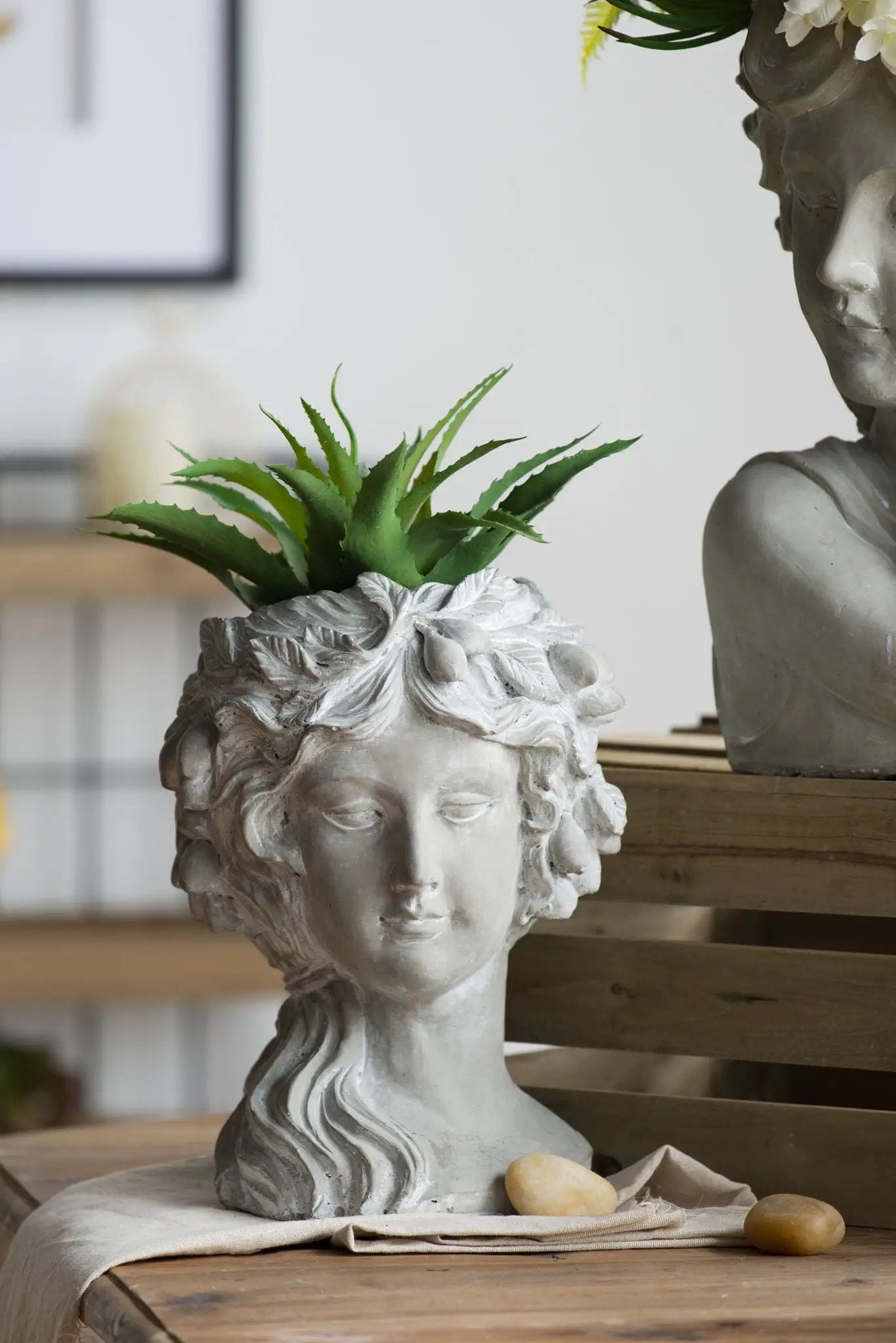 Cement Bust Wall Planter Indoor Outdoor Home Garden Decor, 8 - Gray by Unique Piece Furniture