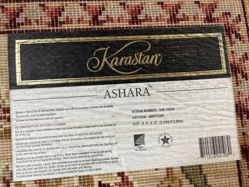 Karastan Rug 8.8 x 12, Ashara Amritsar #549, Oatmeal Color, Wool Pile Karastan Carpet, Discontinued Karastan Area Rug, Decorative by Jewel Rugs