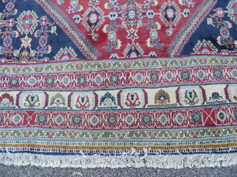 Oversized Persian Shiraz Tribal Rug 13x19, Palace Sized Oriental Carpet, Handmade Hand-Knotted X Large Rug, Red Blue Cream, Allover Herati Pattern by Jewel Rugs