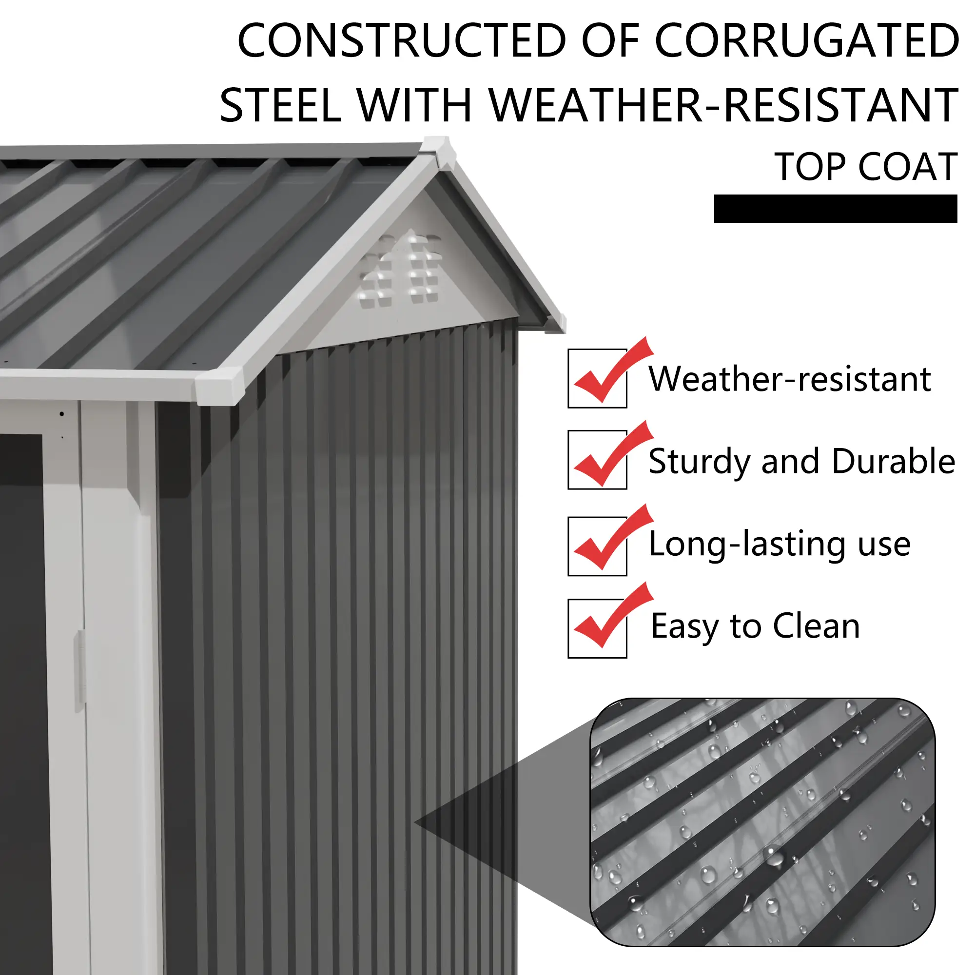 9 x 6 FT Metal Garden Shed for Patio and Backyard Storage by HouseOfZazla
