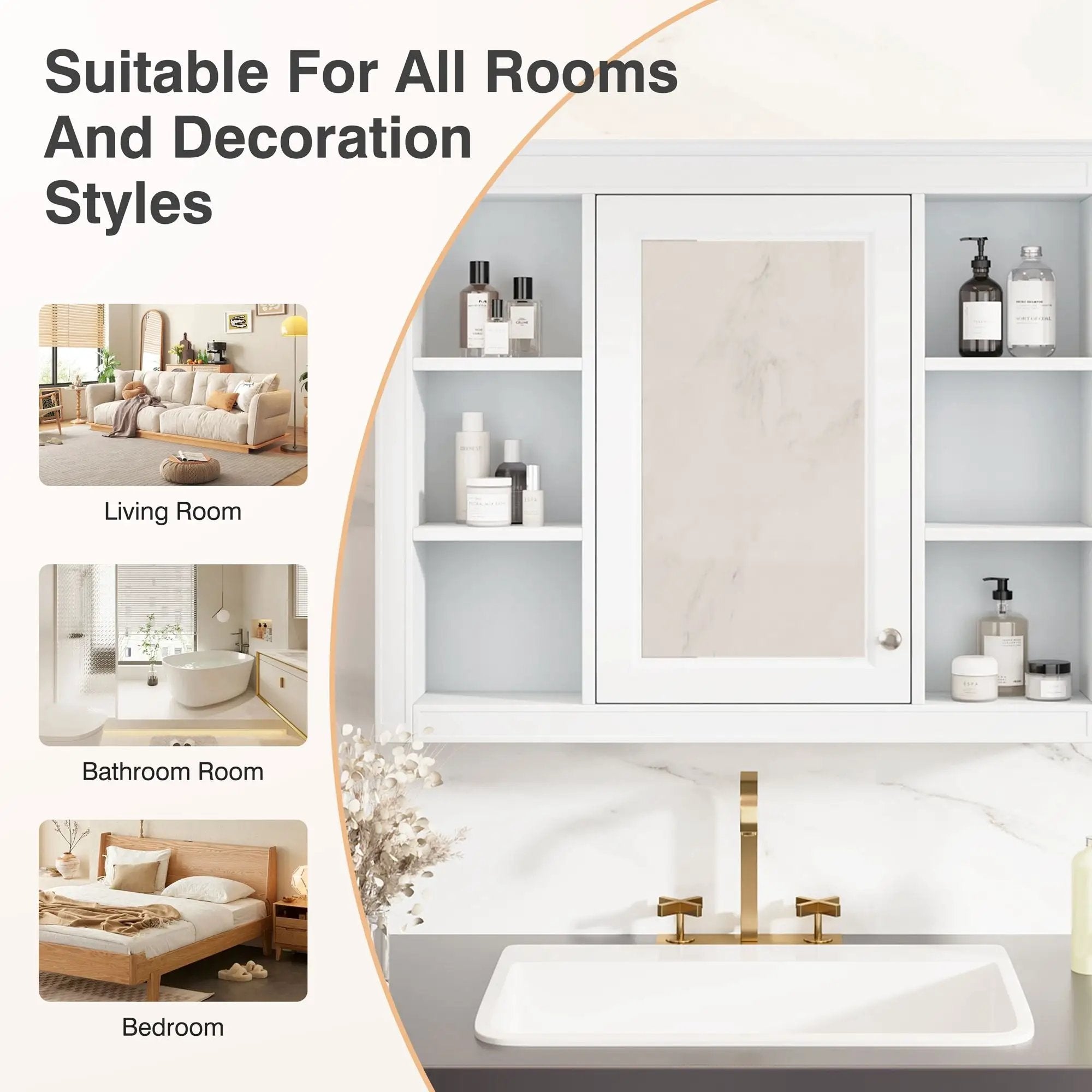 Wall Mounted Medicine Cabinet With Mirror, Storage Cabinet Featuring 6 Open Shelves And Adjustable Interior by HouseOfZazla
