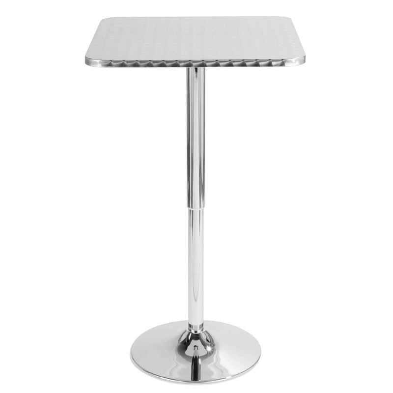 Bistro - Contemporary Adjustable Square Bar Table - Silver by Unique Piece Furniture