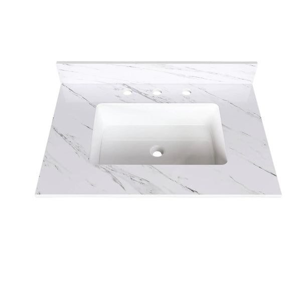 Bianco Carrara Venato Elegant Marble Vanity Top, Bathroom Vanity With Undermount Sink, Sintered Stone