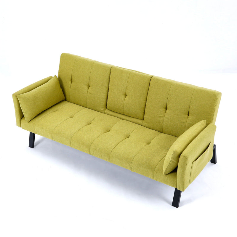 Sofa Bed With Foldable Design And Cup Holder - Green by HouseOfZazla
