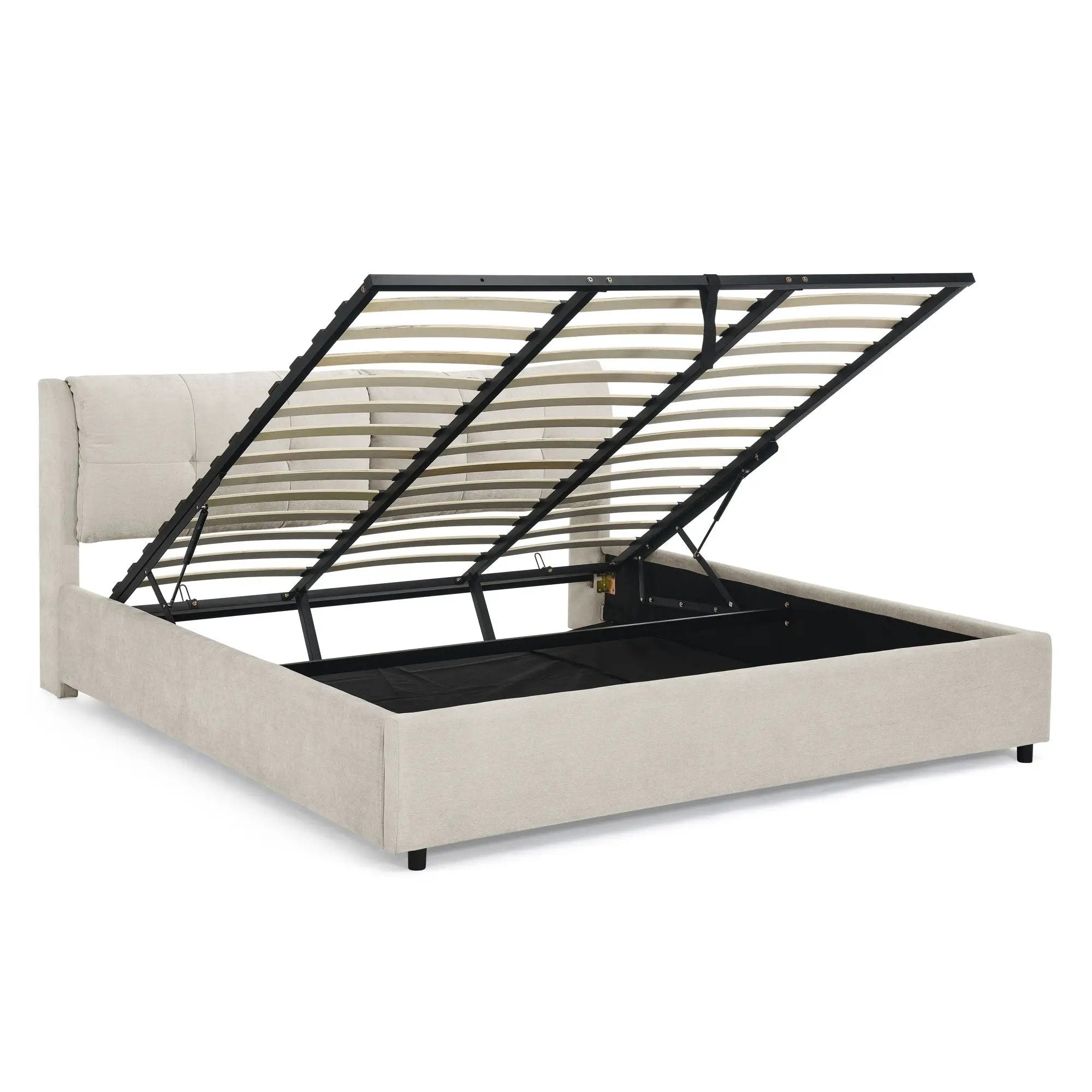 Storage Upholstered Hydraulic Platform Bed With Integrated Headboard