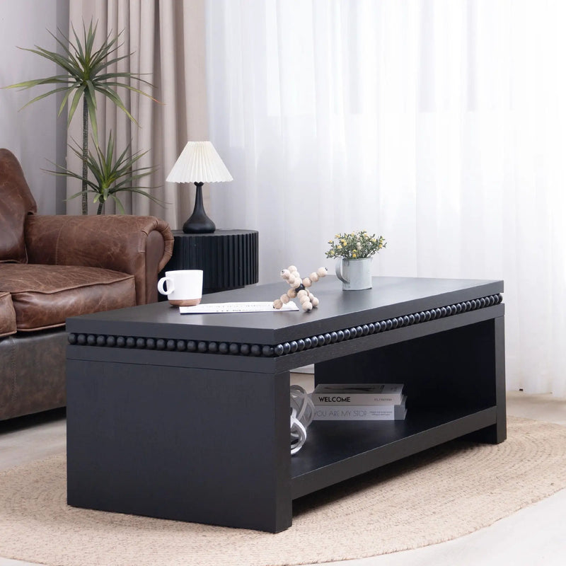 Modern Coffee Table With Beaded Trim by Unique Piece Furniture