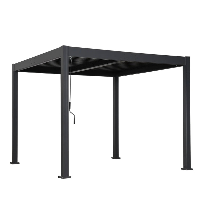 Byron Black Outdoor Pergola Aluminum with Adjustable Louvered Roof by HouseOfZazla