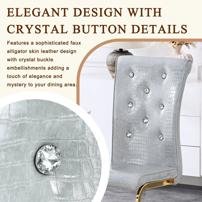 Elegant Design Alligator Skin Upholstered Dining Chairs