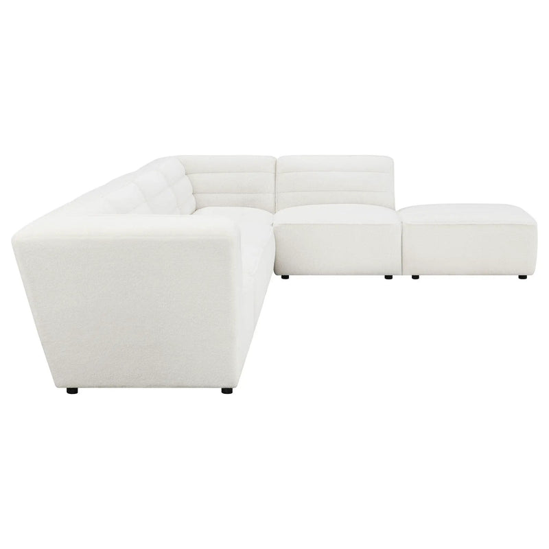 Nevve - 6 Piece Upholstered Tufted Sectional - Ivory by HouseOfZazla