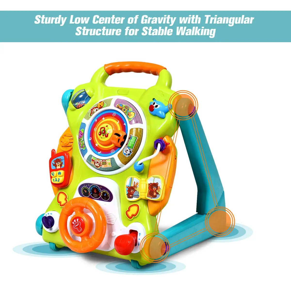3-in-1 Kids Activity Sit-to-Stand Musical Learning Walker by DirectDeals