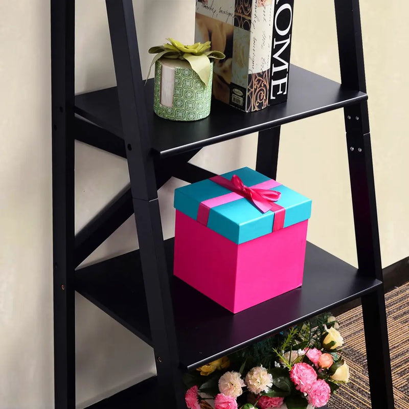 4-tier Leaning Free Standing Ladder Shelf Bookcase-White by DirectDeals