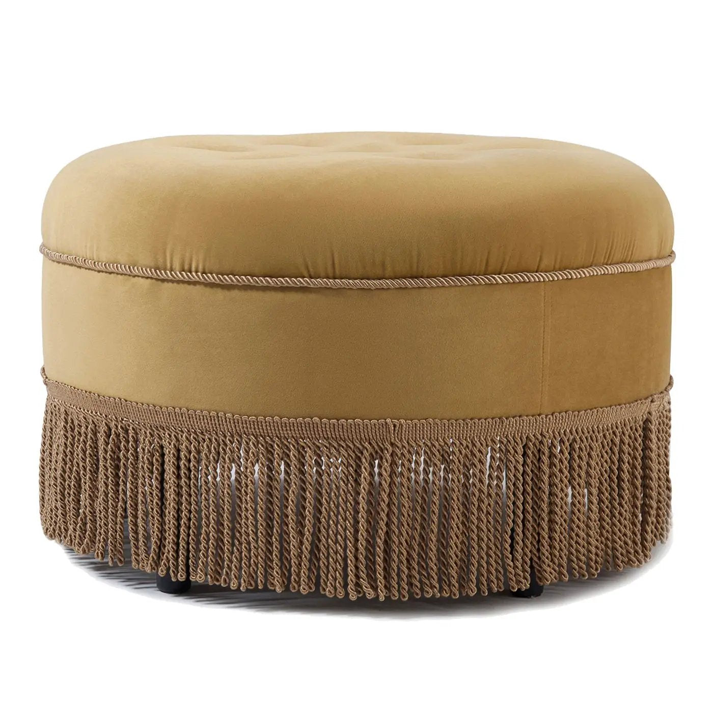Yolanda - Luxurious Upholstery Round Upholstered Accent Ottoman by HouseOfZazla