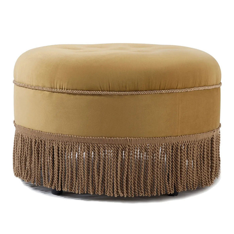 Yolanda - Luxurious Upholstery Round Upholstered Accent Ottoman by HouseOfZazla