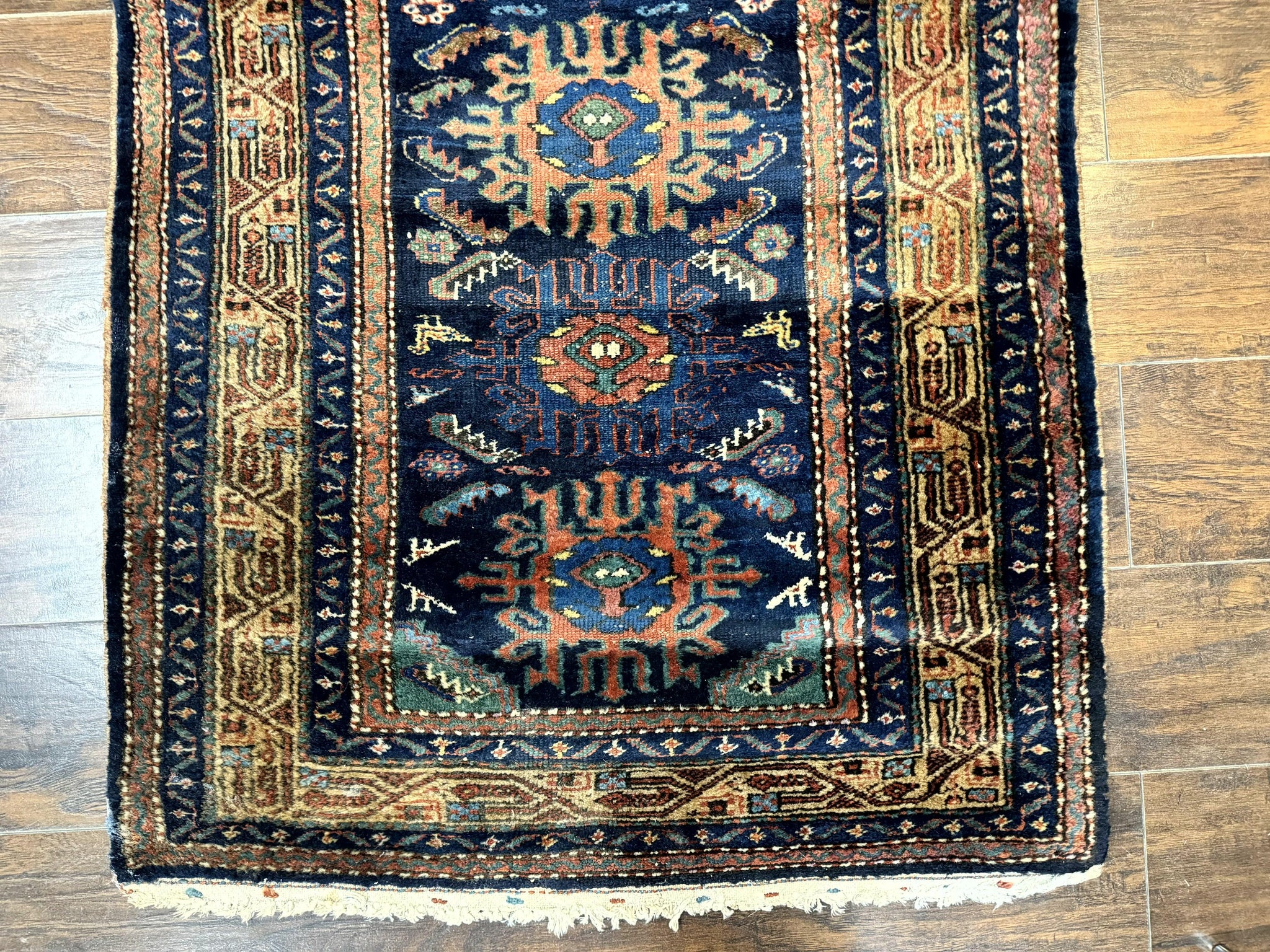 Antique Persian Sarab Runner 3x17, Blue Persian Runner Rug, Long Handmade Wool Carpet for Hallway, Rare, Tribal by Jewel Rugs