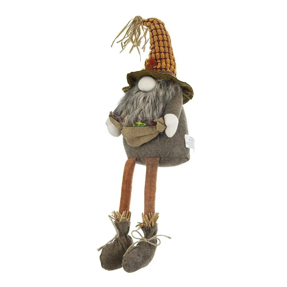 Sitting Gnome With Maple Leaf, For Holiday Harvest Festival Fall Festival & Thanksgiving Table Decorations (Set of 2) - Orange Multi by Unique Piece Furniture