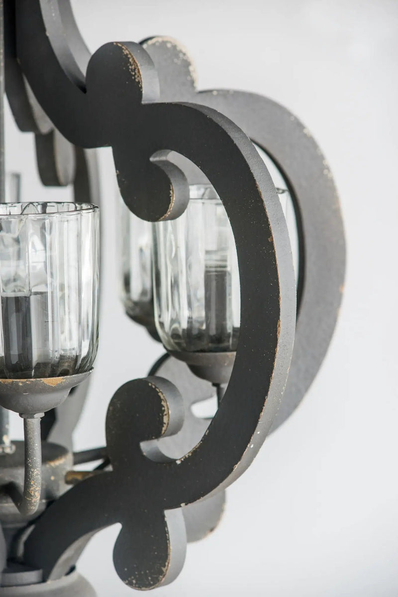 Farmhouse Chandelier, 6 Light Wood Chandelier Pendant Light Fixture With Adjustable Chain For Dining Room Living Room Entryway, Bulb Not Included by HouseOfZazla