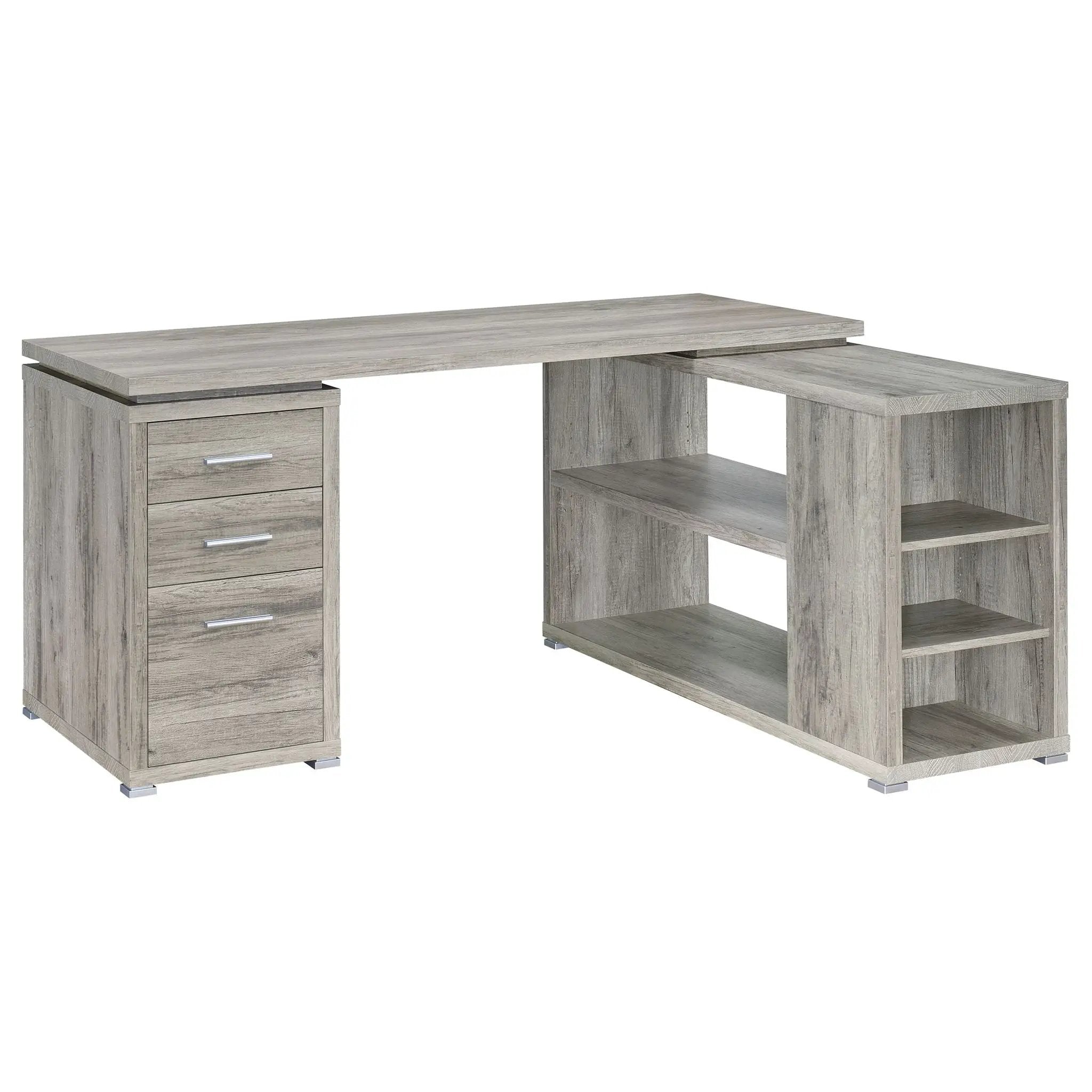 Tona - L-Shape Computer Desk With 3 Drawers And 5 Shelves by HouseOfZazla