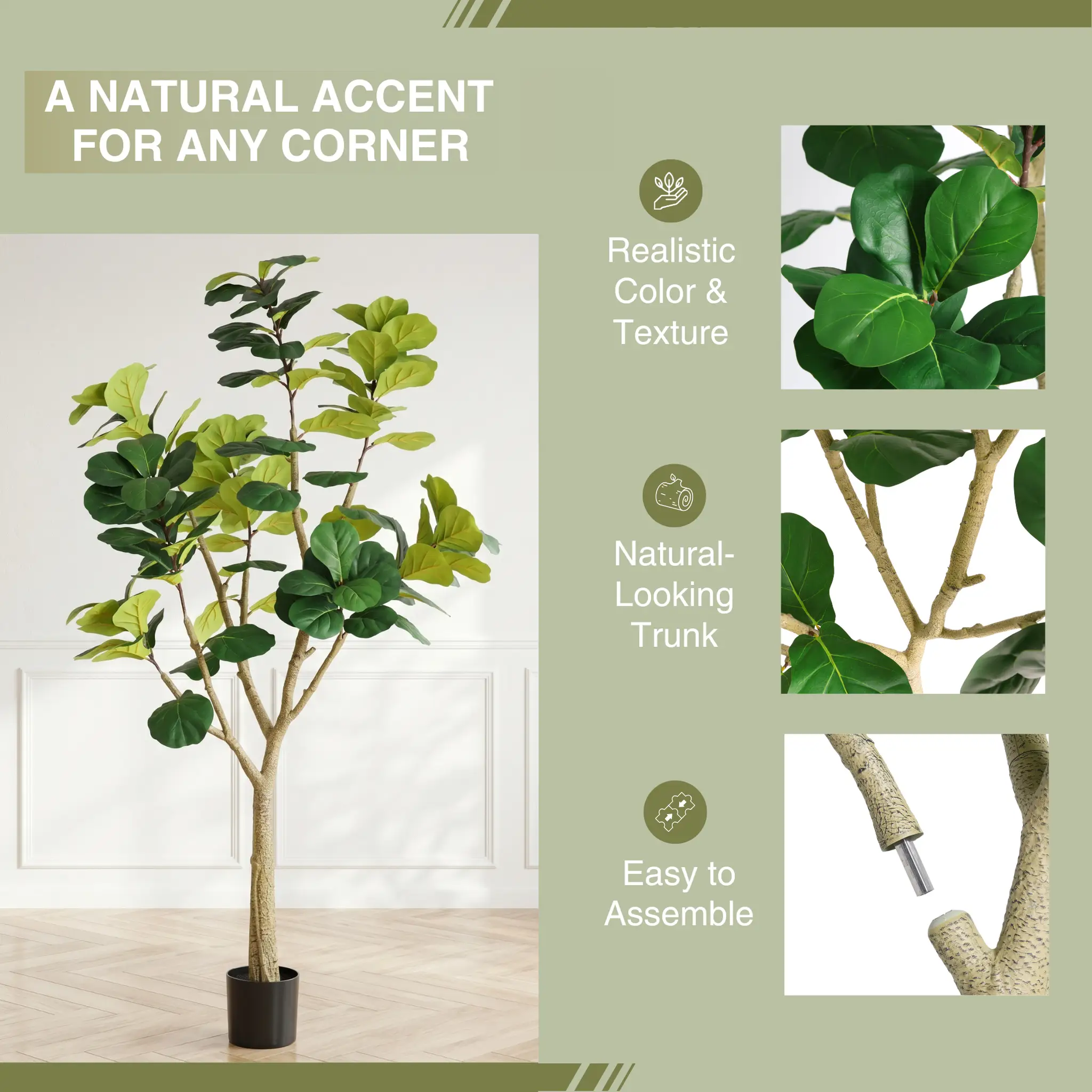 7FT Artificial Fiddle Leaf Fig Tree, Realistic Faux Potted Plant by HouseOfZazla