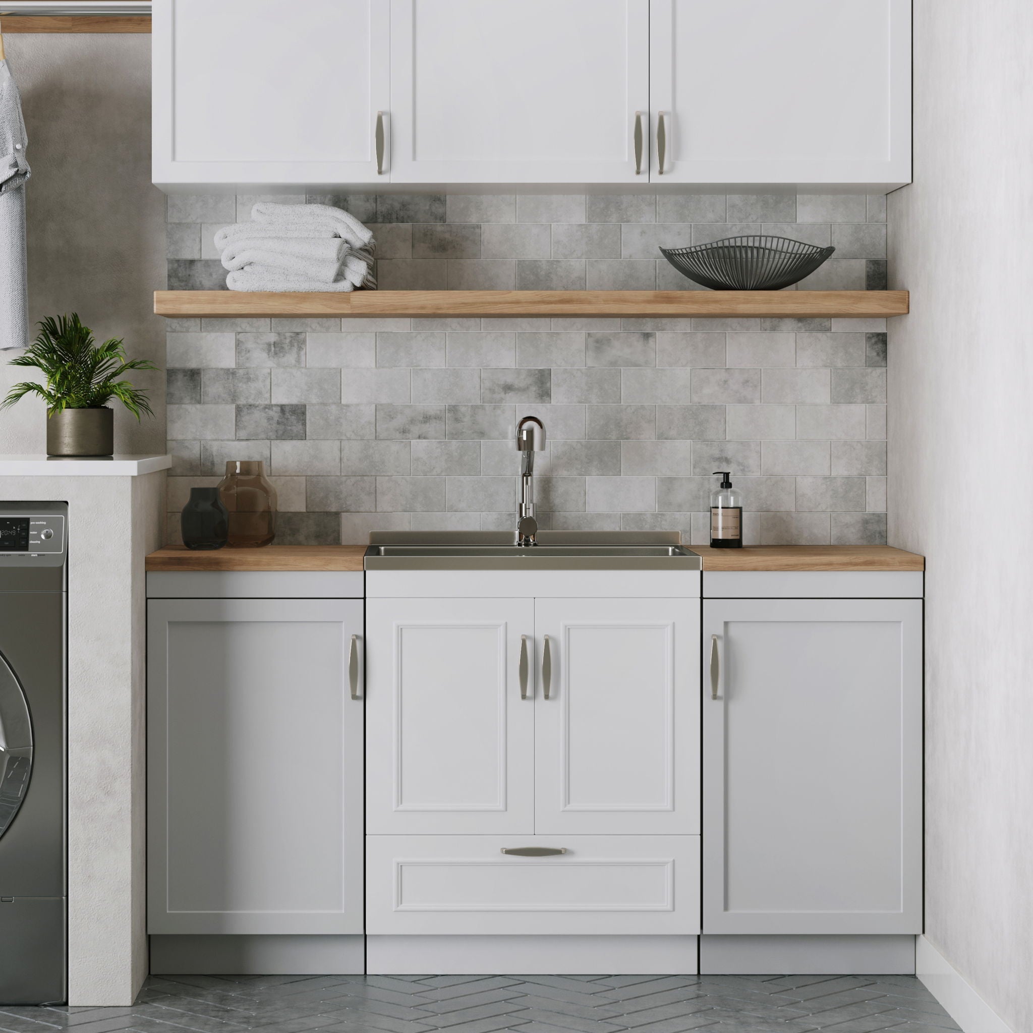 Cardinal - Laundry Cabinet With Faucet And Sink - White by HouseOfZazla