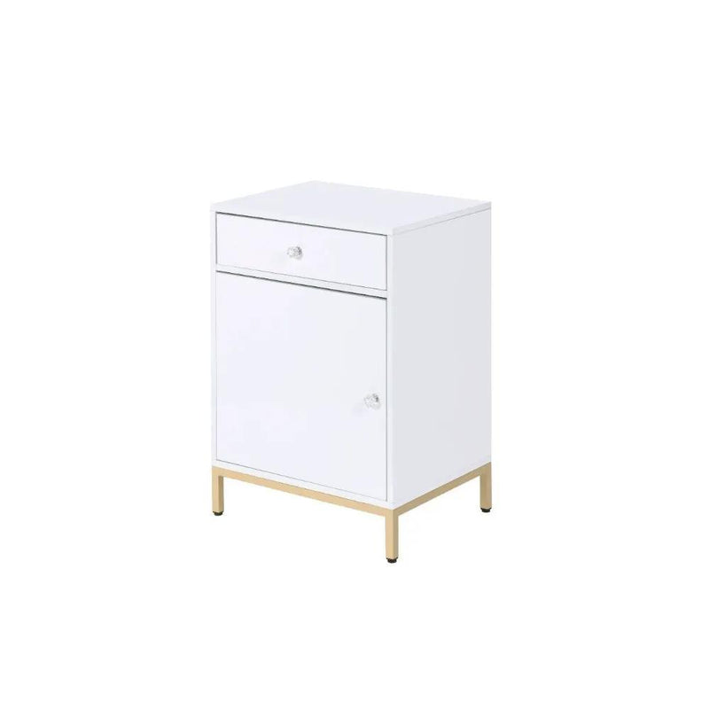 Ottey - Cabinet - White High Gloss & Gold by Unique Piece Furniture