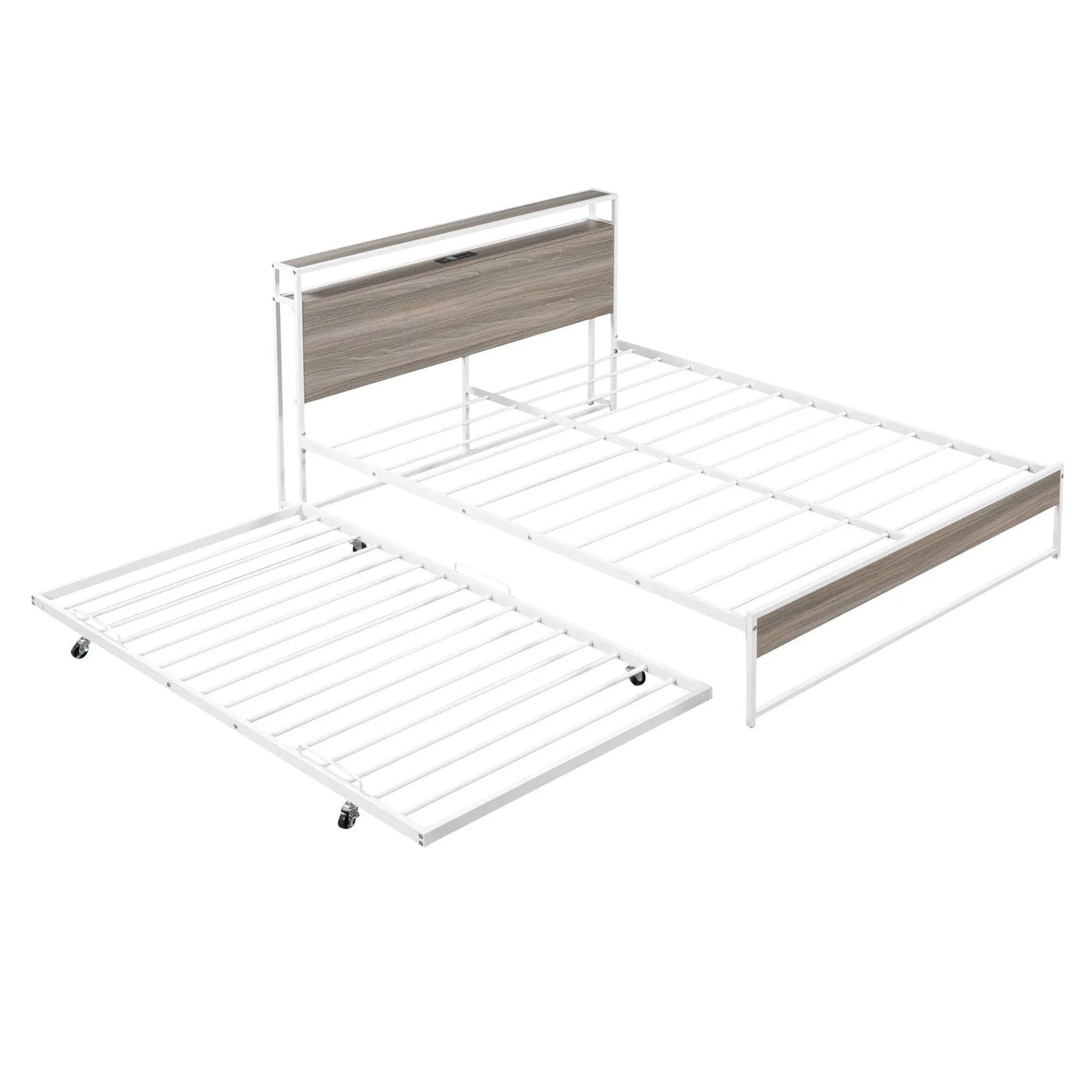 Platform Bed Frame With Trundle, USB Ports And Slat Support, No Box Spring Needed by Unique Piece Furniture