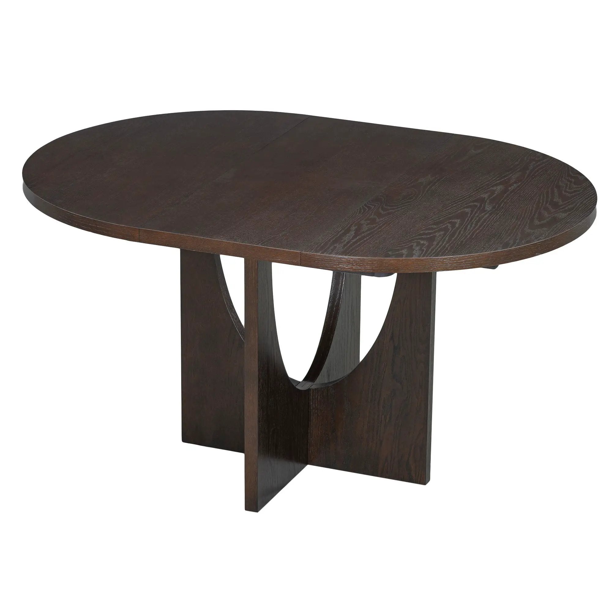 Topmax - 5 Piece Modern Extendable Round Dining Table Set With Removable Leaf For Small Places by HouseOfZazla