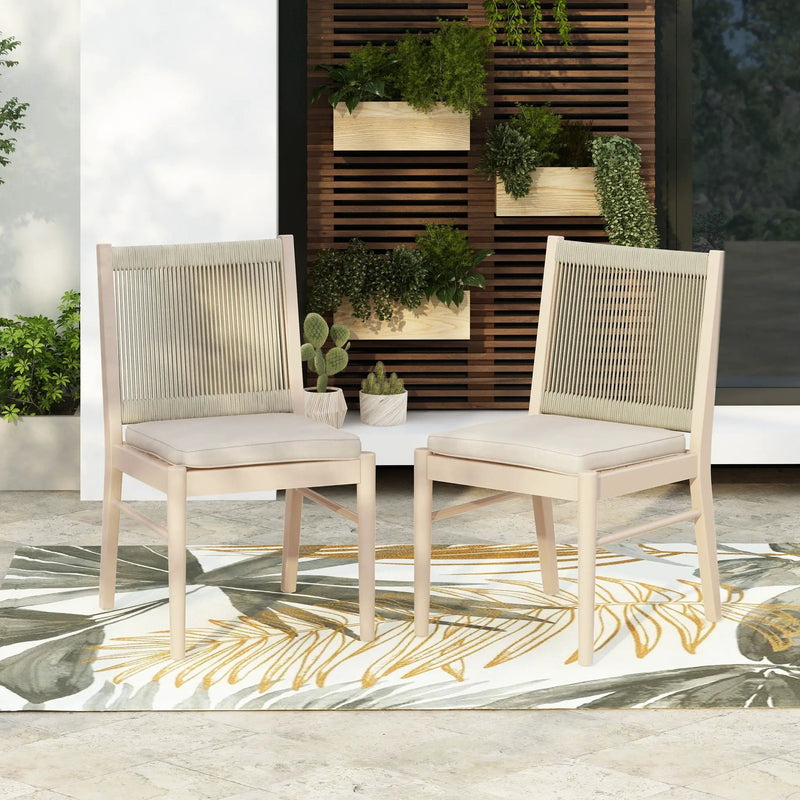 Cordoba Dining Chair Set of 2 - Comfortable Armless Beige Chairs by HouseOfZazla
