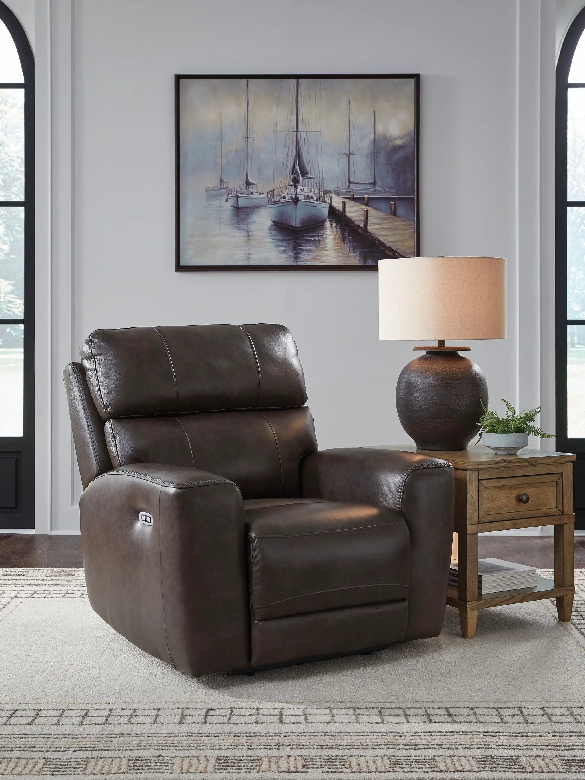Crossplex - Power Recliner / Adjustable Headrest - Smoke by Unique Piece Furniture