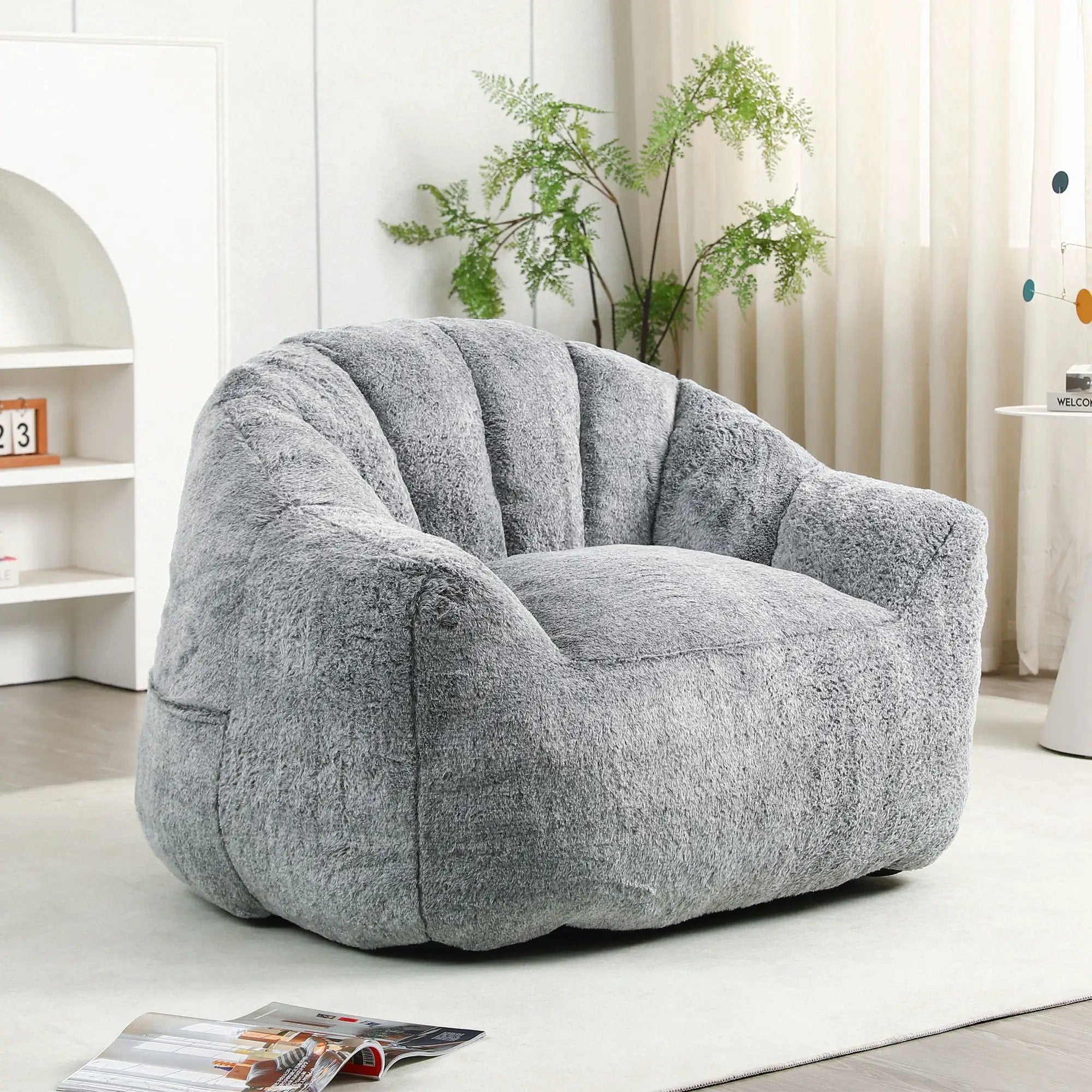 Beanbag Chair, Beanbag Sofa Chair With Armrests Stuffed High Density Foam by HouseOfZazla