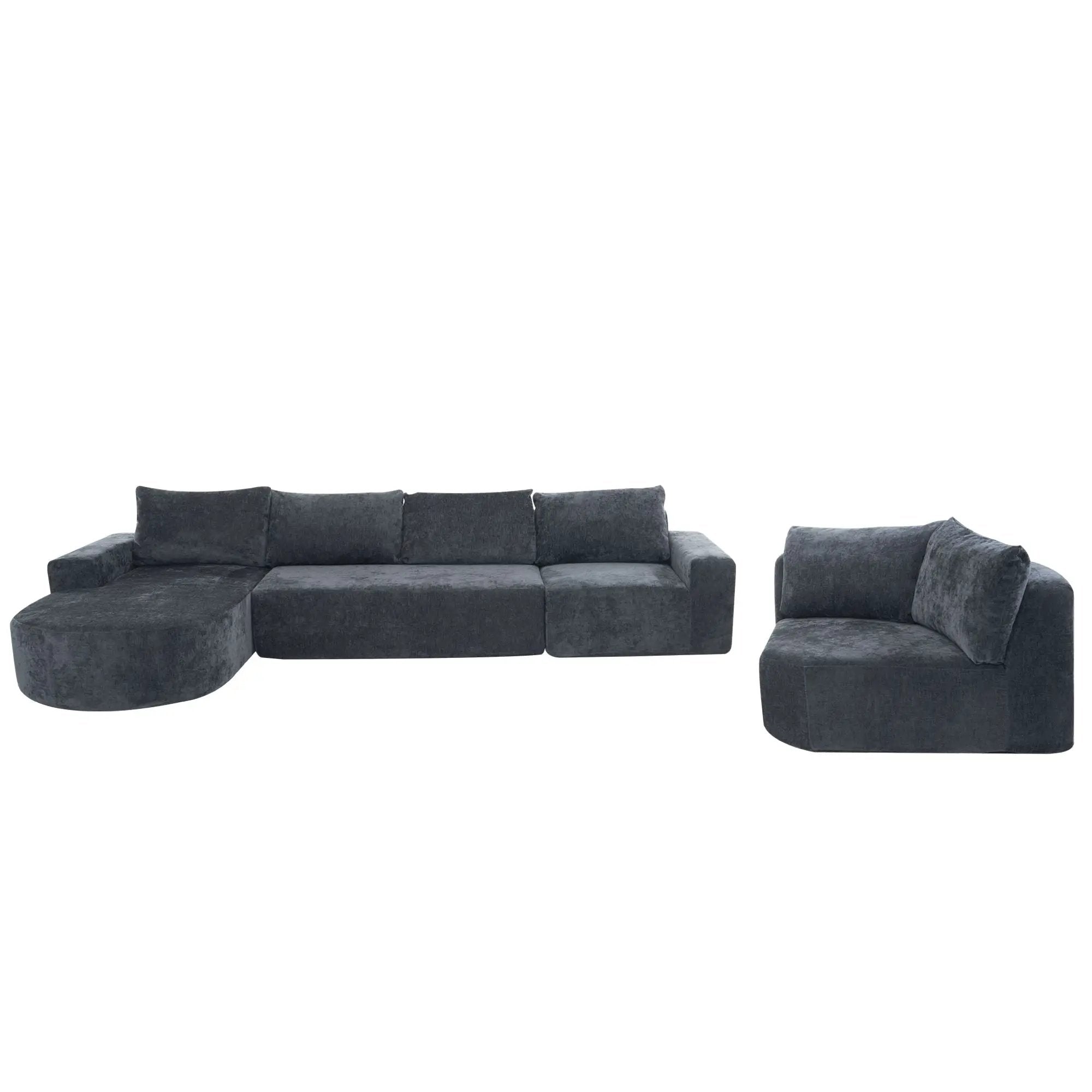U-Shaped Oversized Modular Cloud Sectional Sofa With Deep Seat For Living Room by HouseOfZazla