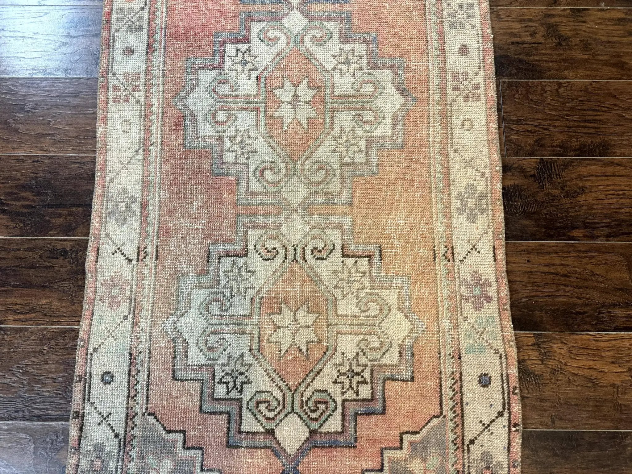 Antique Turkish Runner Rug 3 x 9.6, Farmhouse Rug, Geometric Runner, Handmade, Vintage Rug for Modern Home by Jewel Rugs