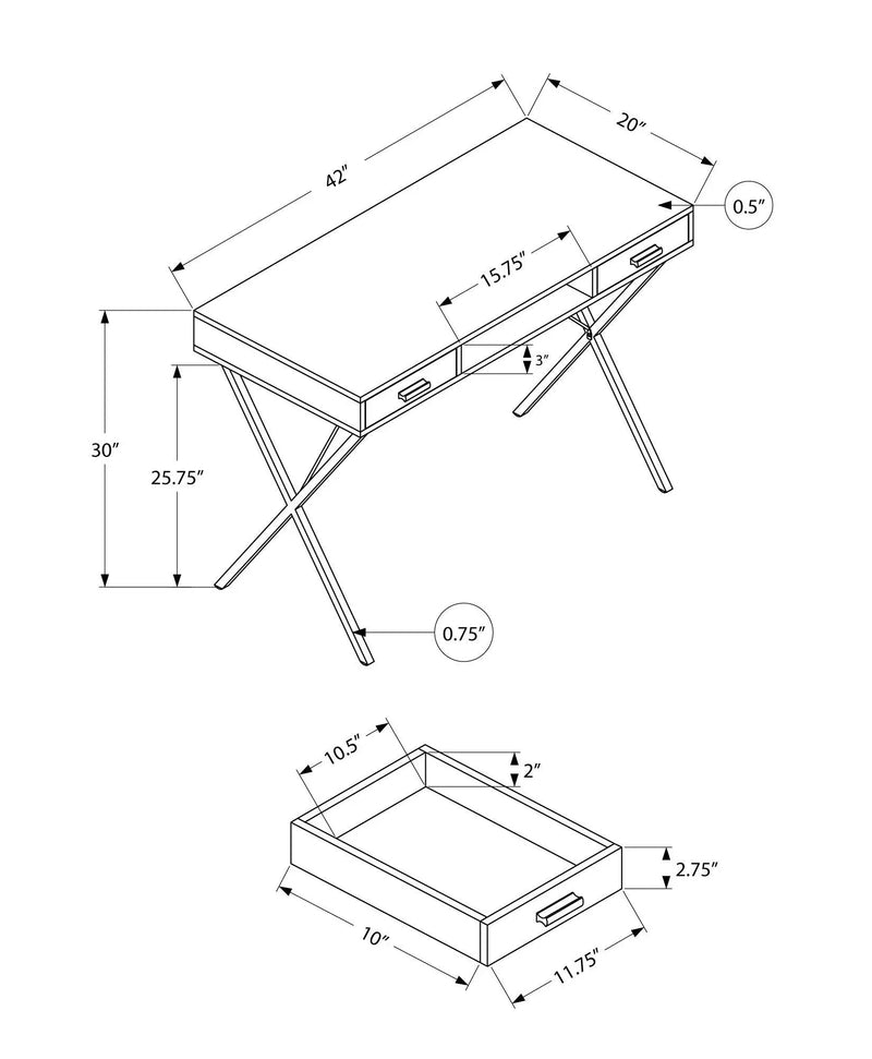 Computer Desk, Home Office, Laptop, Left, Right Set-Up, Storage Drawers, Work, Marble Look Laminate, Contemporary, Modern - Black by Unique Piece Furniture