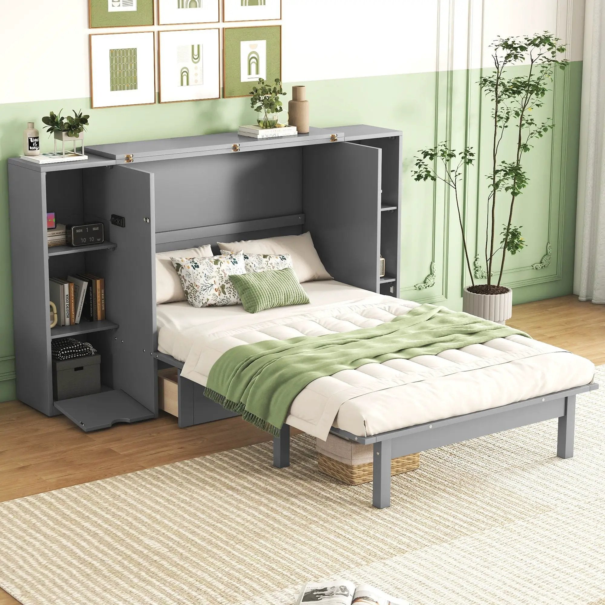 Murphy Bed With Shelves, Drawers And USB Ports by HouseOfZazla