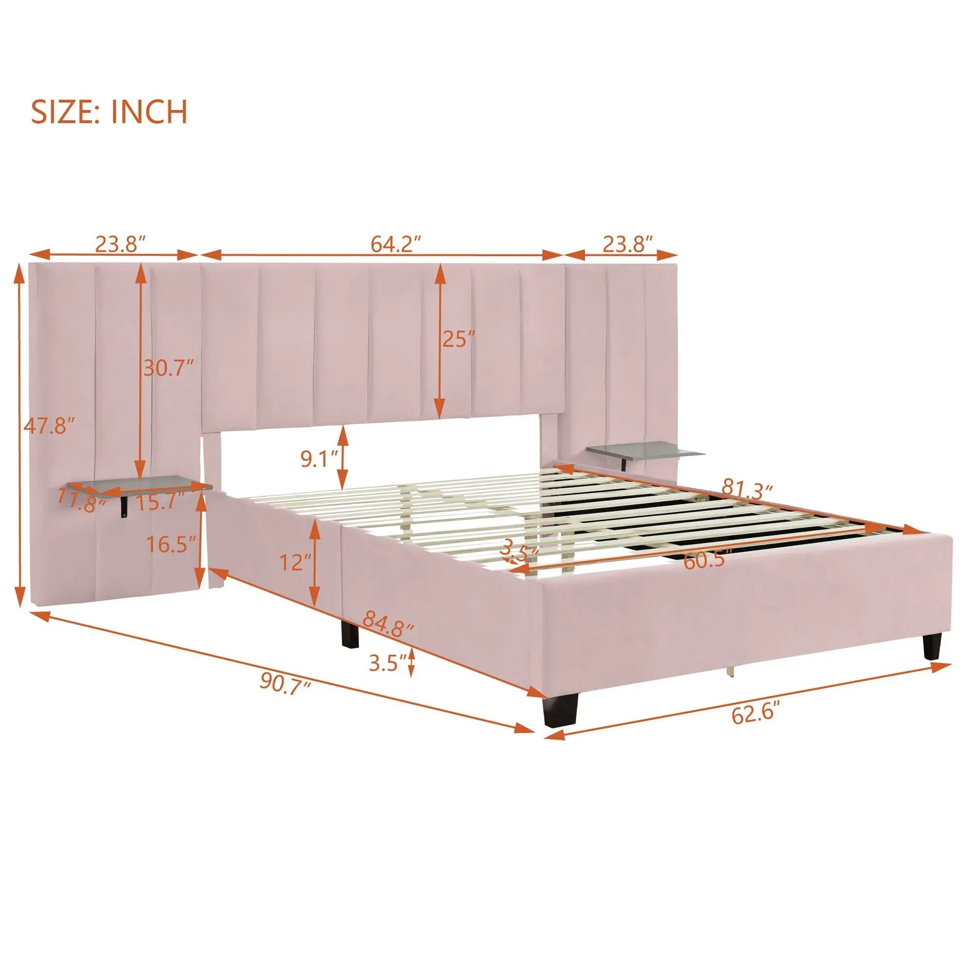 Upholstered Platform Bed With Big Headboard by HouseOfZazla