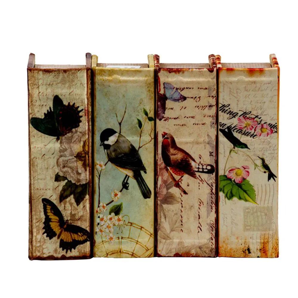 Book Boxes With Birds, Flowers, And Handwriting Design (Set of 4) - Multi by HouseOfZazla