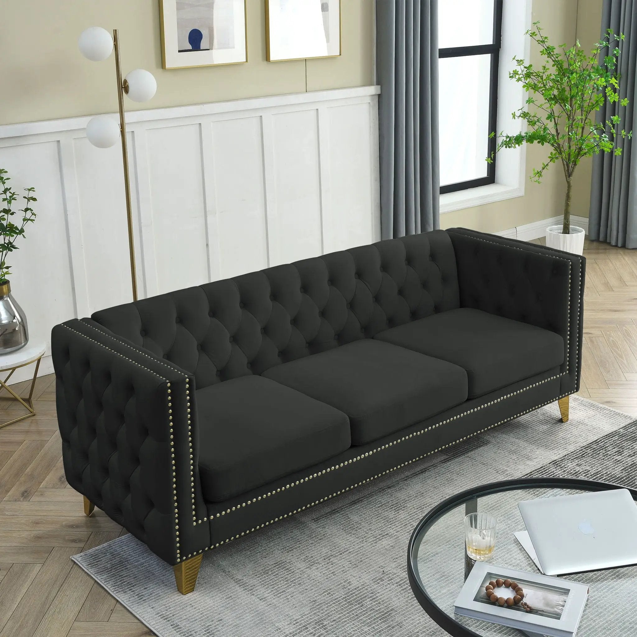 Modern Sofa With Button Tufting, Upholstered Couch For Living Room by HouseOfZazla