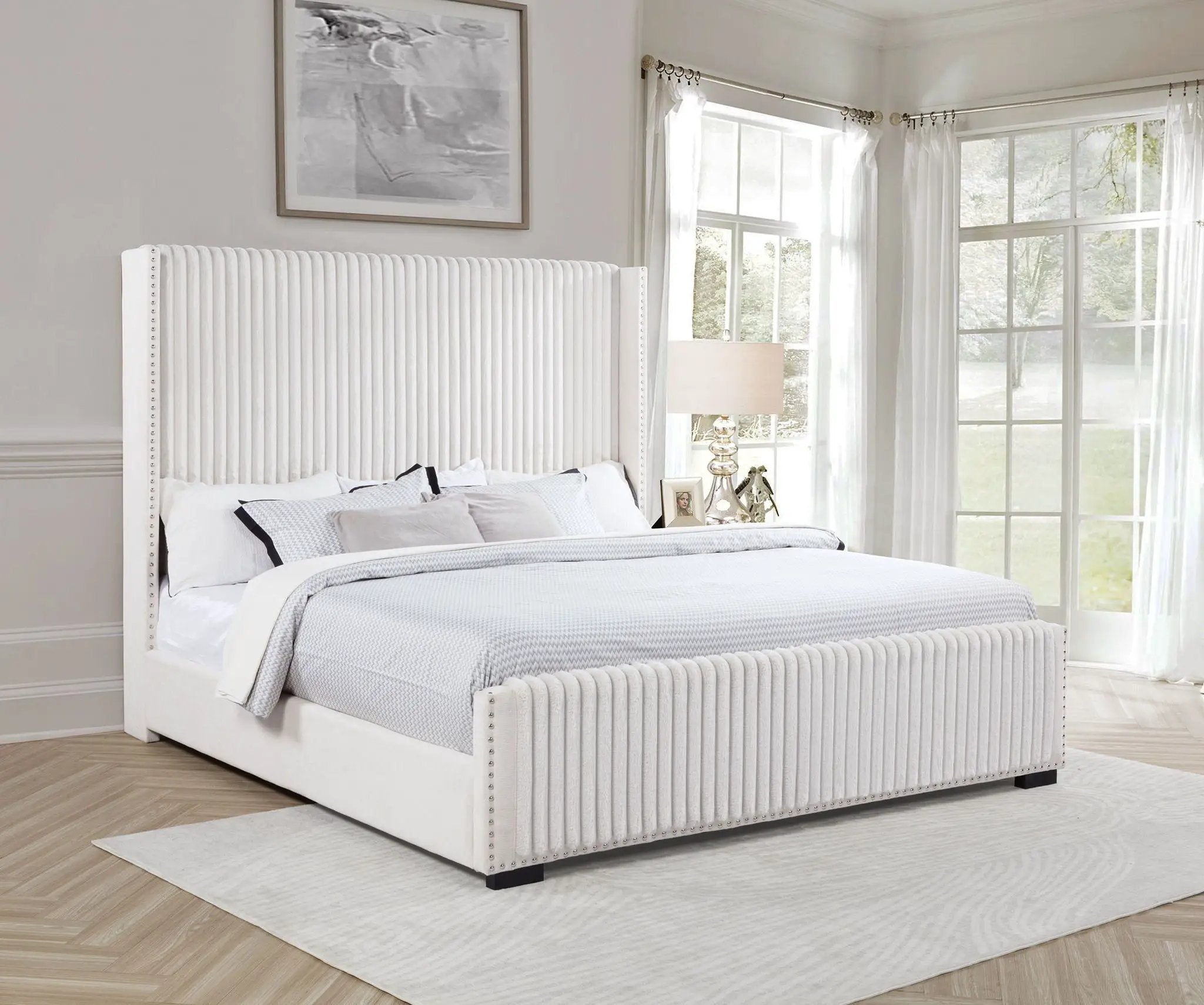 Natasha 65-inch Upholstered California King Bed Cream by Unique Piece Furniture