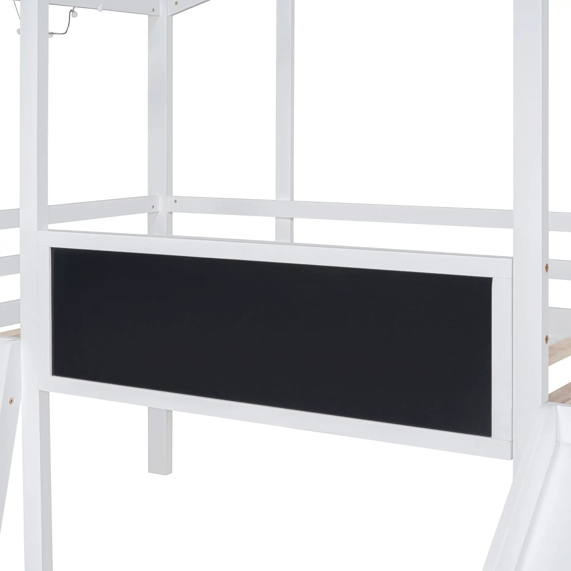 Loft House Bed With Ladder And Slide, With board And Light Strip On The Roof by HouseOfZazla