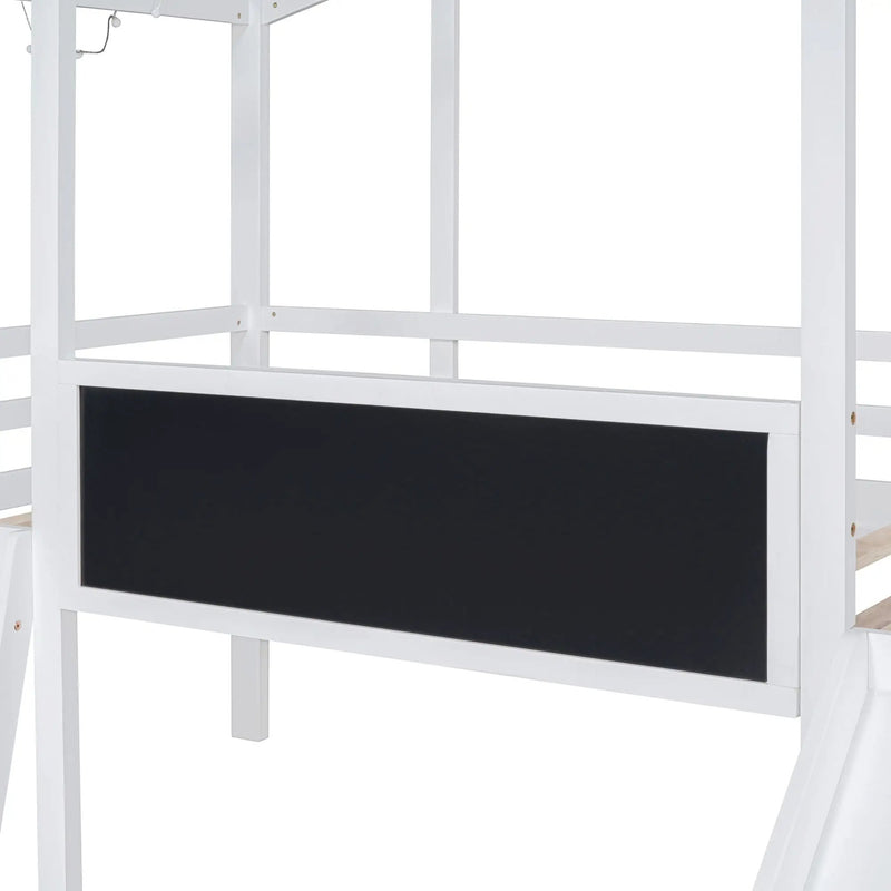 Loft House Bed With Ladder And Slide, With board And Light Strip On The Roof by HouseOfZazla