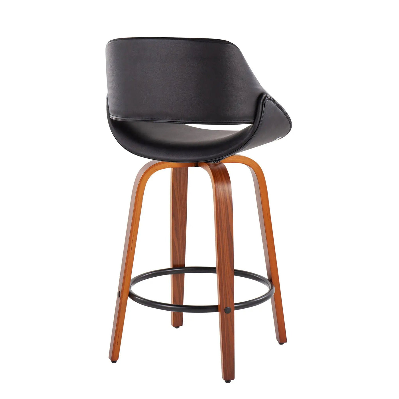Fabrico - Mid Century Modern Fixed Height Counter Stool And Round Footrest (Set of 2) by HouseOfZazla